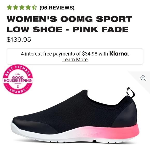 OOFOS OOMG SPORT LOW SHOE PINK FADE SZ 8 - Picture 8 of 12